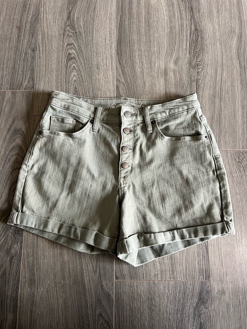 Universal Thread Olive High-Waist Button-Front Shorts